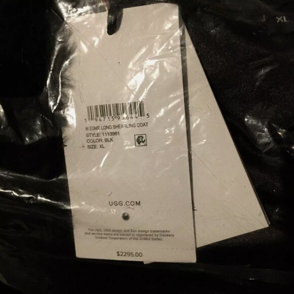 NEW UGG ESME Women's Black Shearling Long Coat Size XL MSRP $2295 Luxury Toscana - Picture 8 of 8